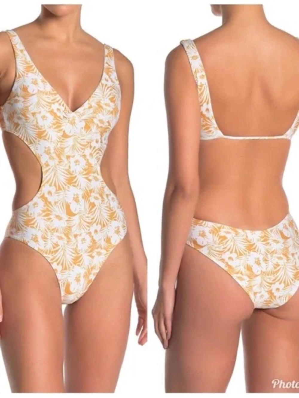 L*Space Monaco One Piece Classic Swimsuit Yellow Size 6 NWT Cutout Bathing Suit